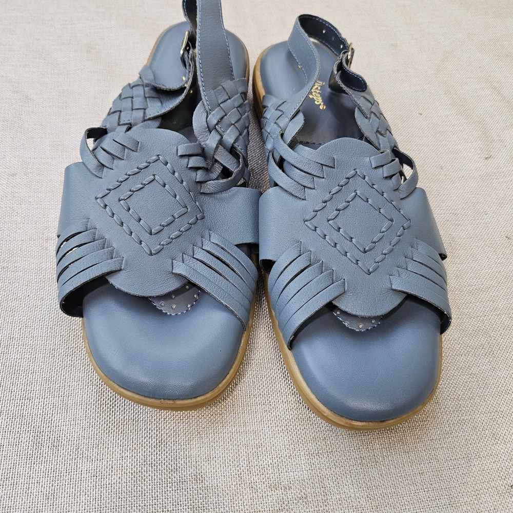 Angel Steps Huarache Sandals Womens 9W Blue Leather Woven Slingback Flat Comfort